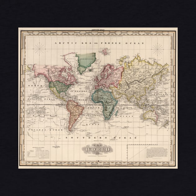 Vintage Map of The World (1833) by Bravuramedia